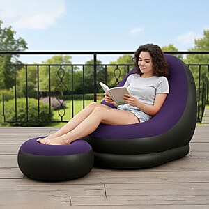 Livmore Inflatable Chair with Ottoman - Purple & Black
