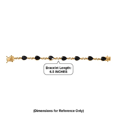 EverTrue Thai Black Spinel and White Zircon 15 ctw Midnight Pear Bracelet in 18K YG Plated (6.50 In)