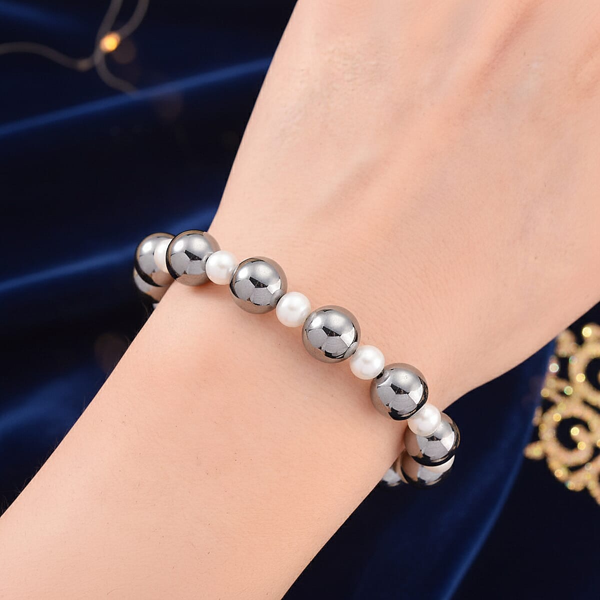 Terahertz 86.00 ctw Beaded and Freshwater Pearl Stretch Bracelet image number 2