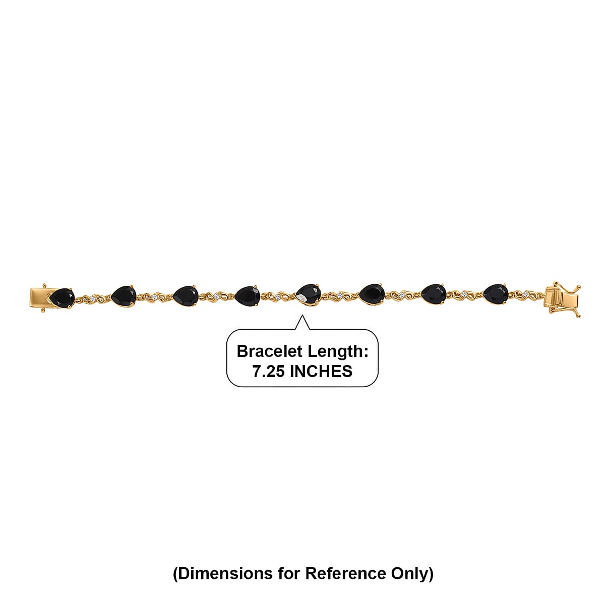 EverTrue Thai Black Spinel and White Zircon 17.15 ctw Midnight Pear Bracelet in 18K YG Plated (7.25 In) image number 4