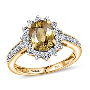 AAA Golden Zircon and Luxuriant Lab Grown Diamond G-H SI 3.53 ctw Ring in 10K Yellow Gold (Size 6.0)