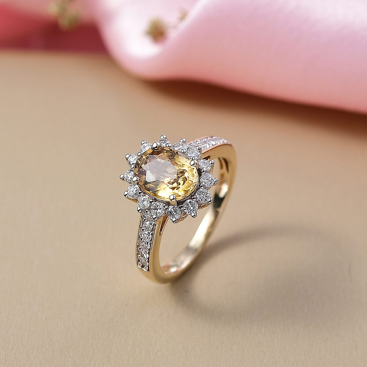 AAA Golden Zircon and Luxuriant Lab Grown Diamond G-H SI 3.53 ctw Ring in 10K Yellow Gold (Size 6.0) image number 1