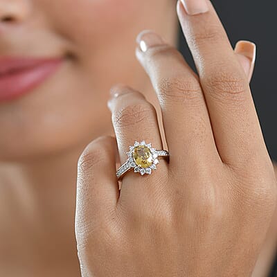 AAA Golden Zircon and Luxuriant Lab Grown Diamond G-H SI 3.53 ctw Ring in 10K Yellow Gold (Size 6.0)