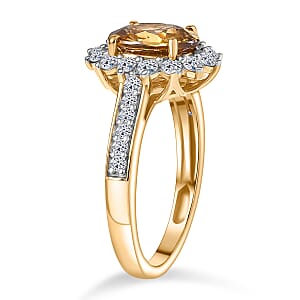 AAA Golden Zircon and Luxuriant Lab Grown Diamond G-H SI 3.53 ctw Ring in 10K Yellow Gold (Size 6.0)
