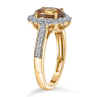AAA Golden Zircon and Luxuriant Lab Grown Diamond G-H SI 3.53 ctw Ring in 10K Yellow Gold (Size 6.0)
