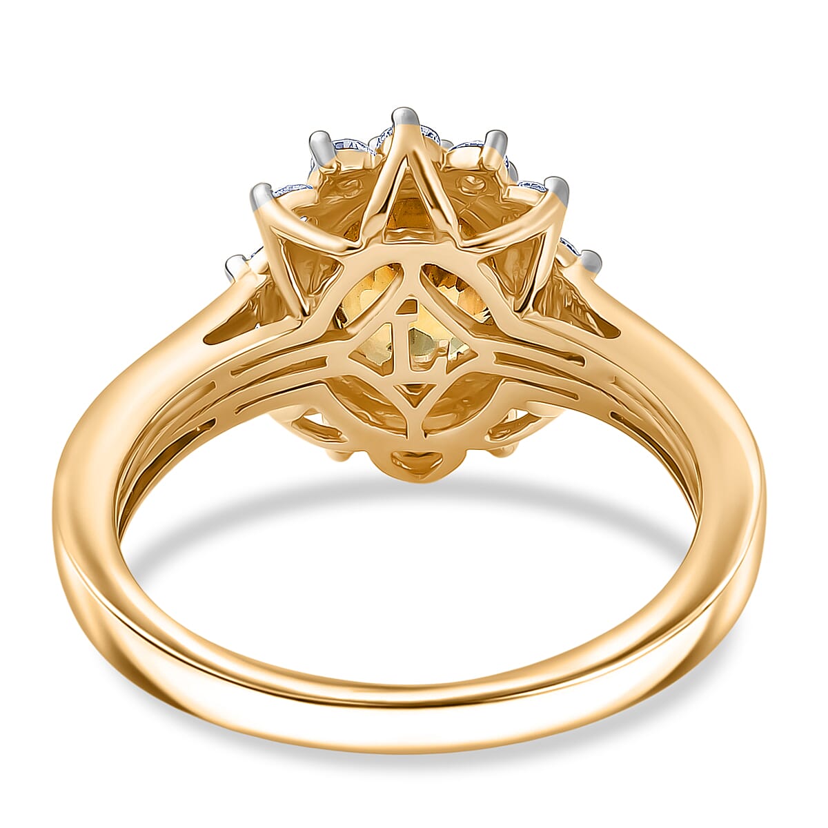 AAA Golden Zircon and Luxuriant Lab Grown Diamond G-H SI 3.53 ctw Ring in 10K Yellow Gold (Size 6.0) image number 4