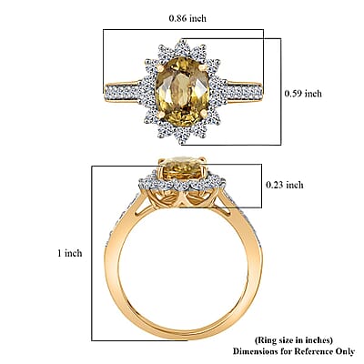 AAA Golden Zircon and Luxuriant Lab Grown Diamond G-H SI 3.53 ctw Ring in 10K Yellow Gold (Size 6.0)
