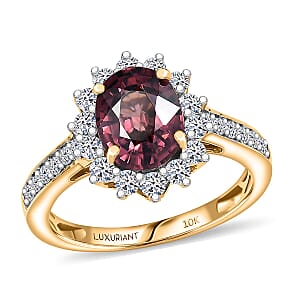 Certified & Appraised AAA Raspberry Zircon and Luxuriant Lab Grown Diamond G-H SI 3.51 ctw Ring in 10K Yellow Gold (Size 7.0)