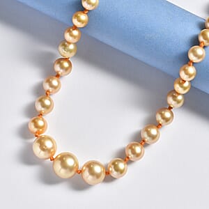 Certified & Appraised Rhapsody AAAA South Sea Golden Pearl Necklace in 950 Platinum 18 Inches