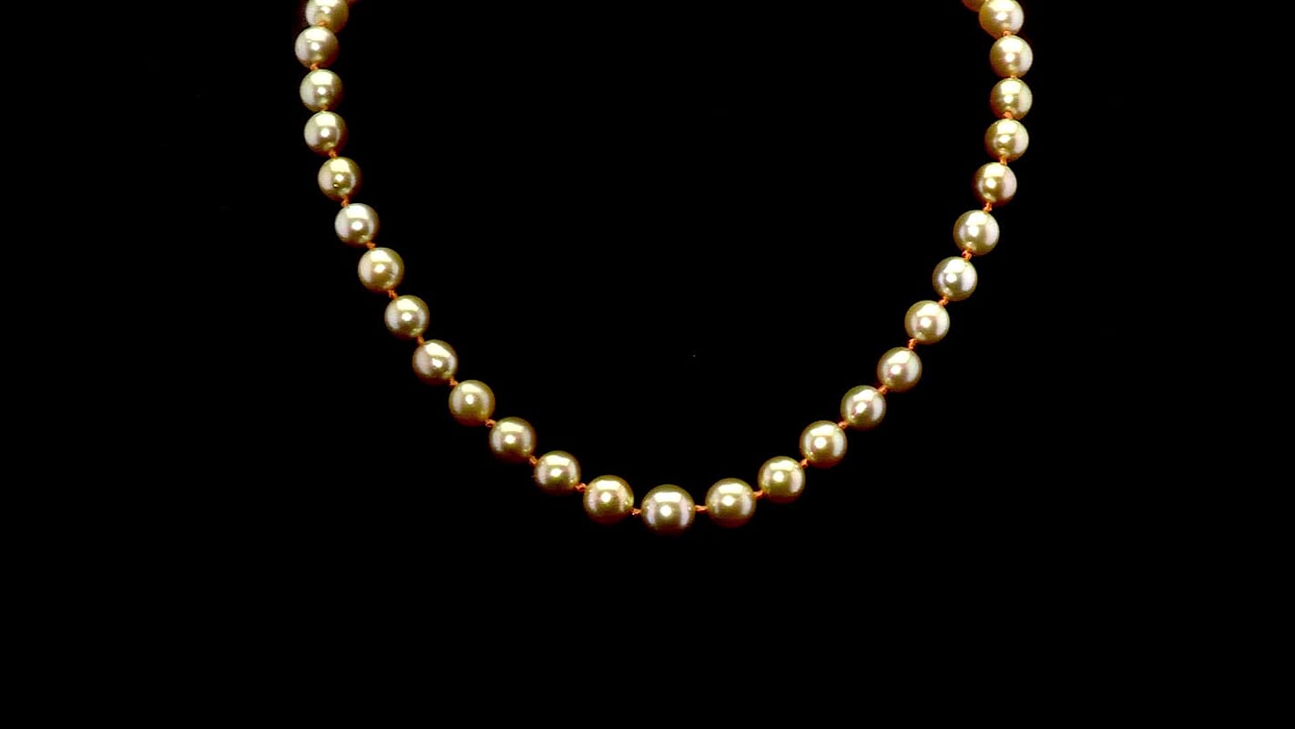 Certified & Appraised Rhapsody AAAA South Sea Golden Pearl Necklace in 950 Platinum 18 Inches