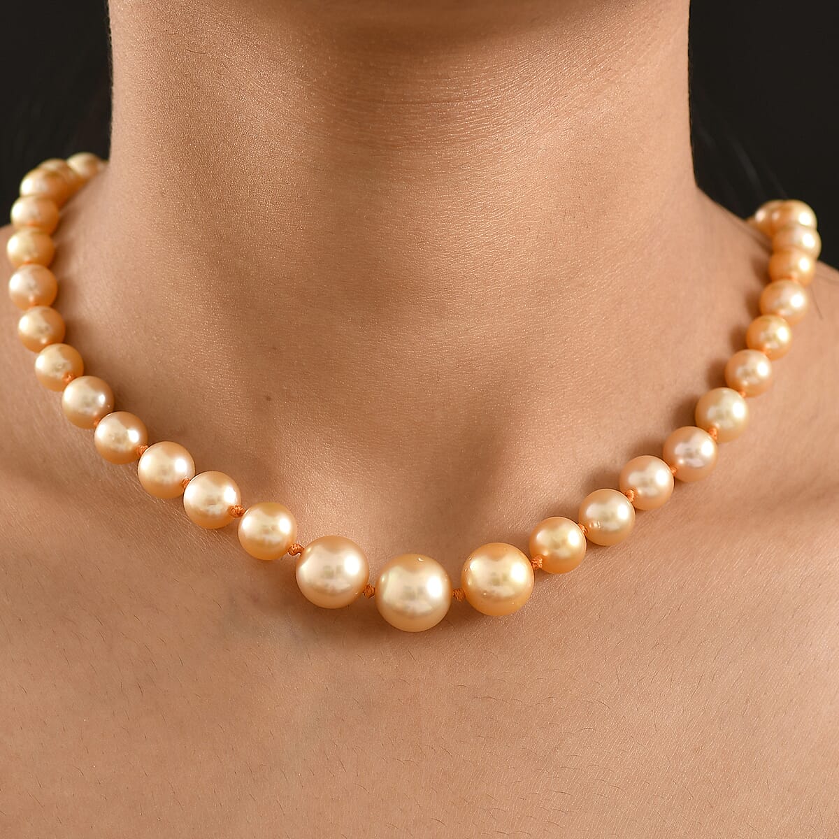 Certified & Appraised Rhapsody AAAA South Sea Golden Pearl Necklace in 950 Platinum 18 Inches image number 2