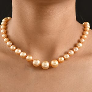 Certified & Appraised Rhapsody AAAA South Sea Golden Pearl Necklace in 950 Platinum 18 Inches