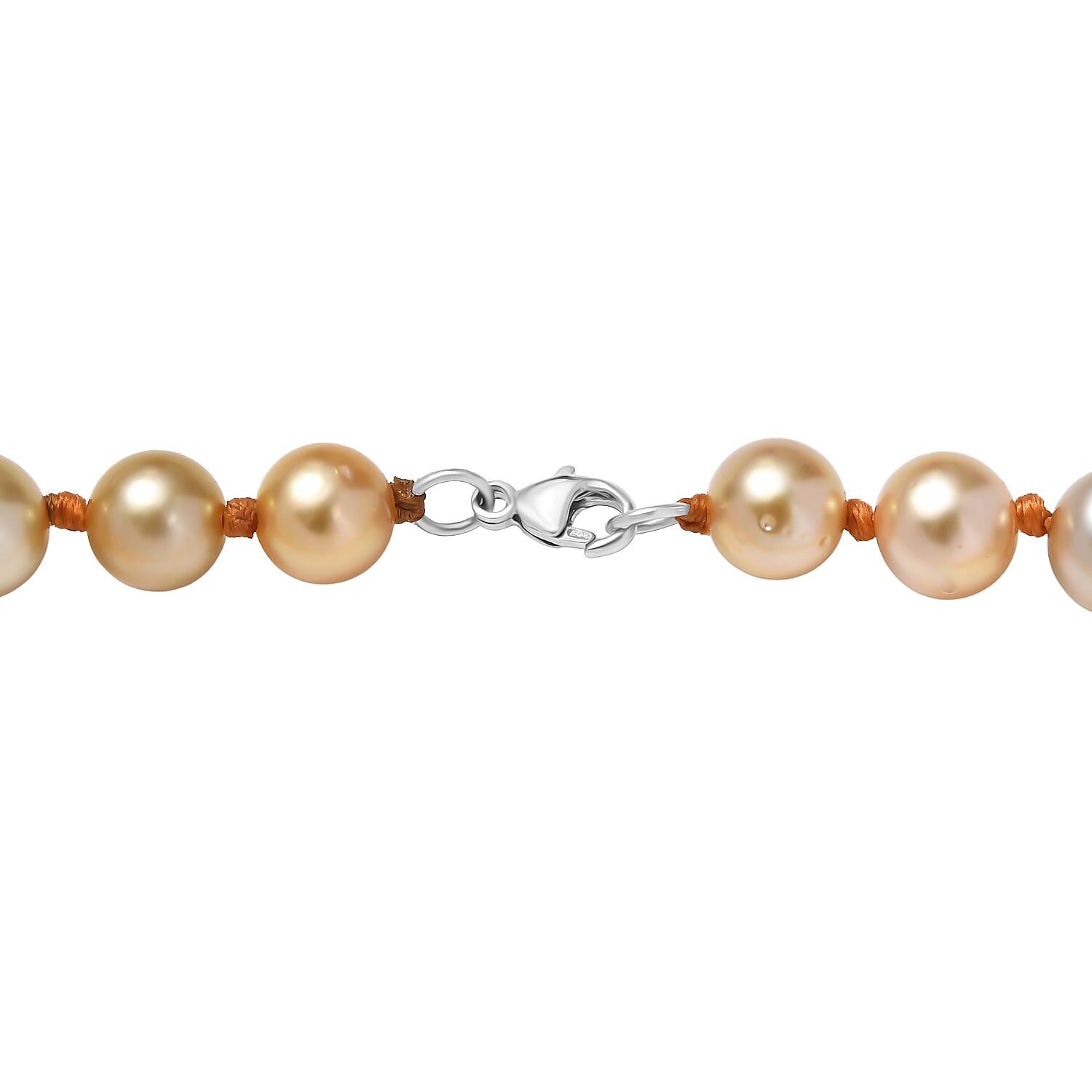 Rhapsody AAAA South Sea Golden Pearl Necklace in 950 Platinum 18 Inches