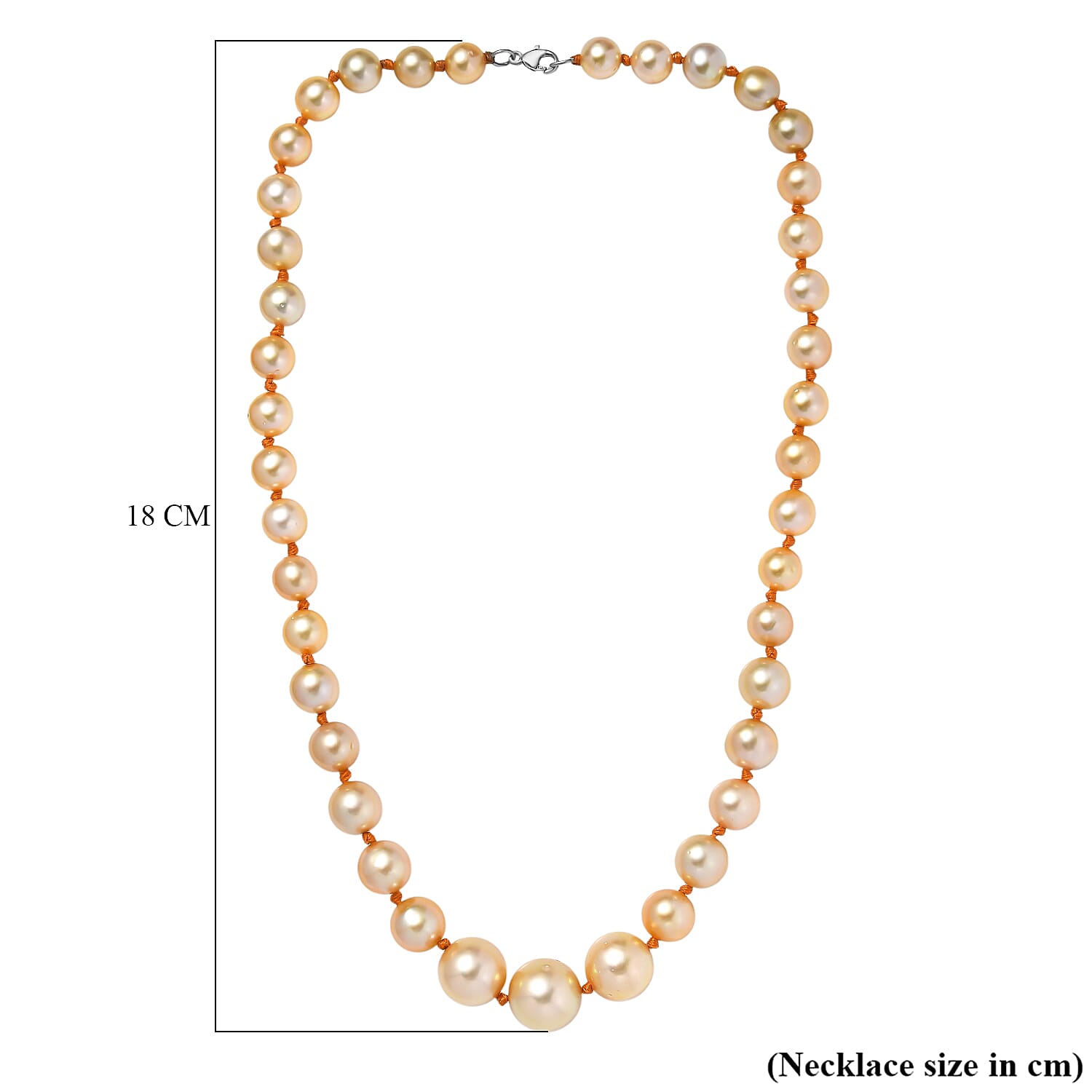Rhapsody AAAA South Sea Golden Pearl Necklace in 950 Platinum 18 Inches