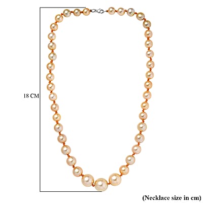 Rhapsody AAAA South Sea Golden Pearl Necklace in 950 Platinum 18 Inches