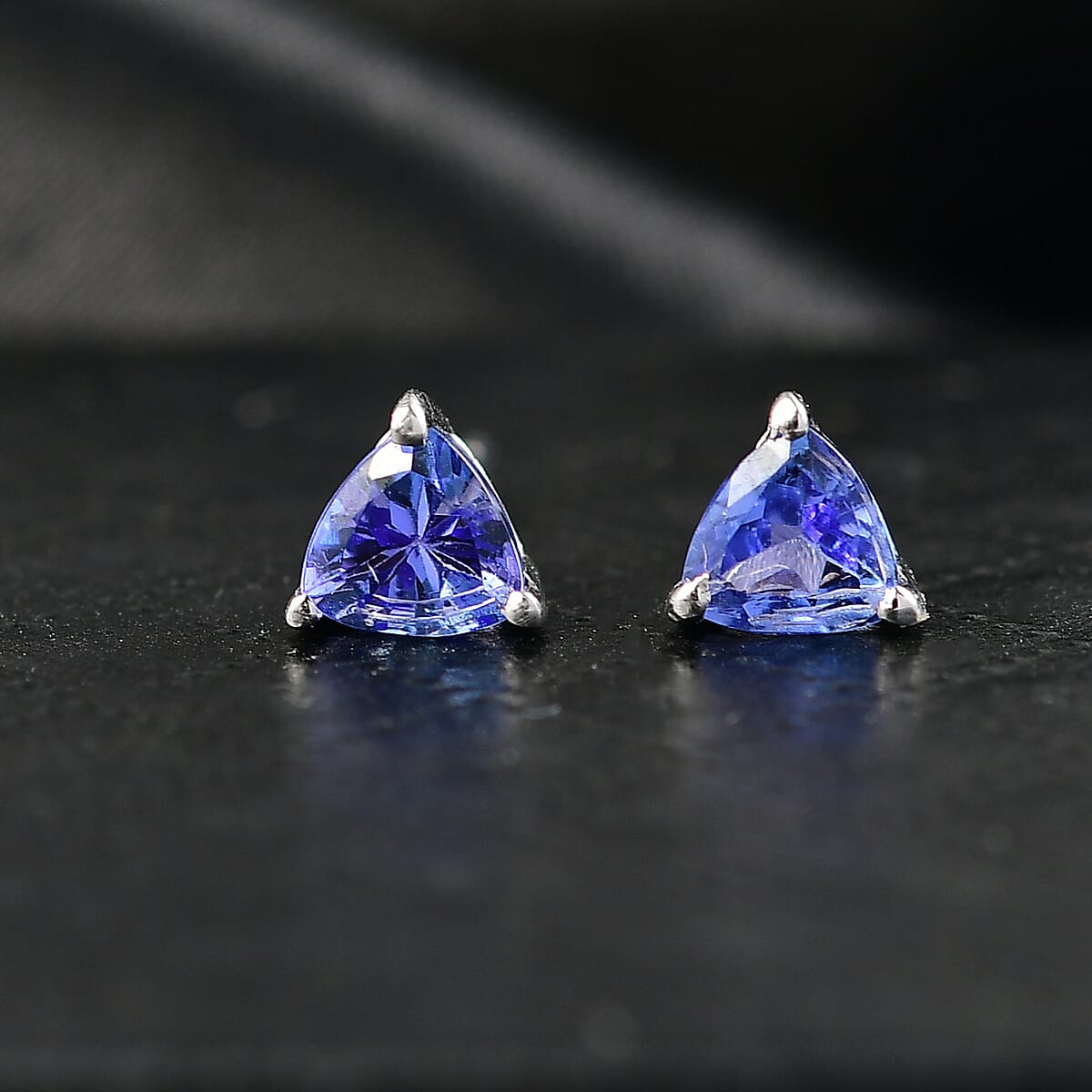 D'Joy AAA Tanzanite 1.00 ctw Earrings in Rhodium Over Sterling Silver image number 1