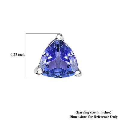 D'Joy AAA Tanzanite Stud Earrings in Rhodium Over Sterling Silver 1.00 ctw