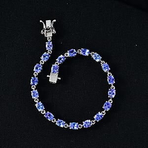 D'Joy AAA Tanzanite 7.80 ctw Twilight Line Bracelet in Rhodium Over Sterling Silver (6.50 In)