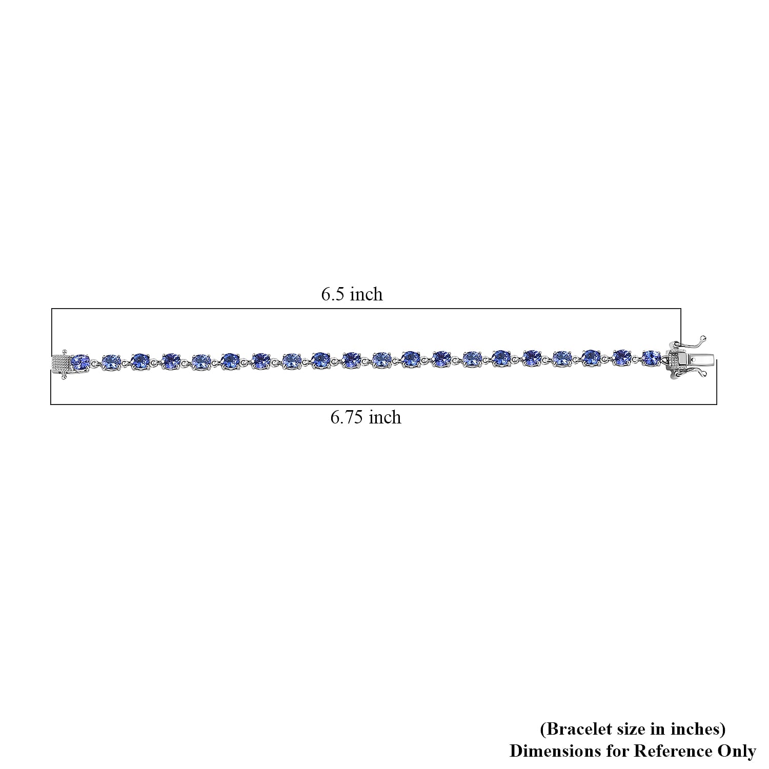 D'Joy AAA Tanzanite 7.80 ctw Twilight Line Bracelet in Rhodium Over Sterling Silver (6.50 In)