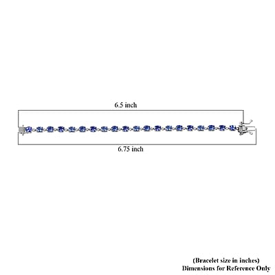 D'Joy AAA Tanzanite 7.80 ctw Twilight Line Bracelet in Rhodium Over Sterling Silver (6.50 In)