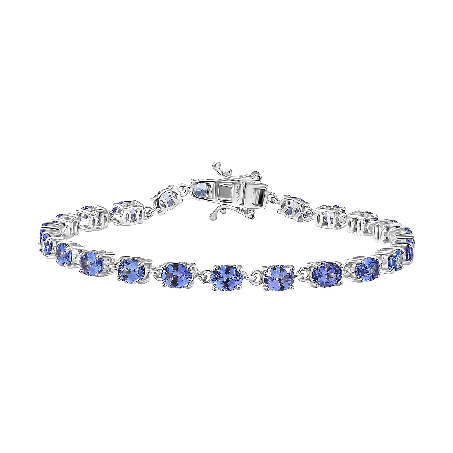 D'Joy AAA Tanzanite 7.80 ctw Twilight Line Bracelet in Rhodium Over Sterling Silver (6.50 In)