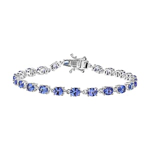 D'Joy AAA Tanzanite 8.35 ctw Bracelet in Rhodium Over Sterling Silver (7.25 In)