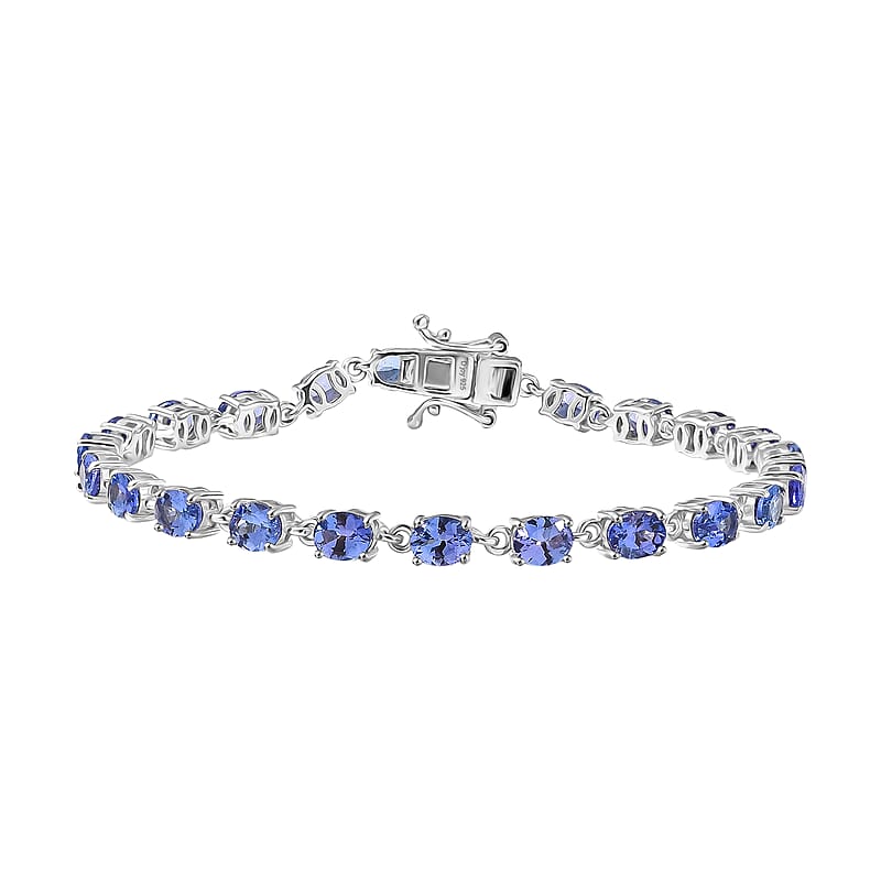 D'Joy AAA Tanzanite 8.35 ctw Twilight Line Bracelet in Rhodium Over Sterling Silver (7.25 In)