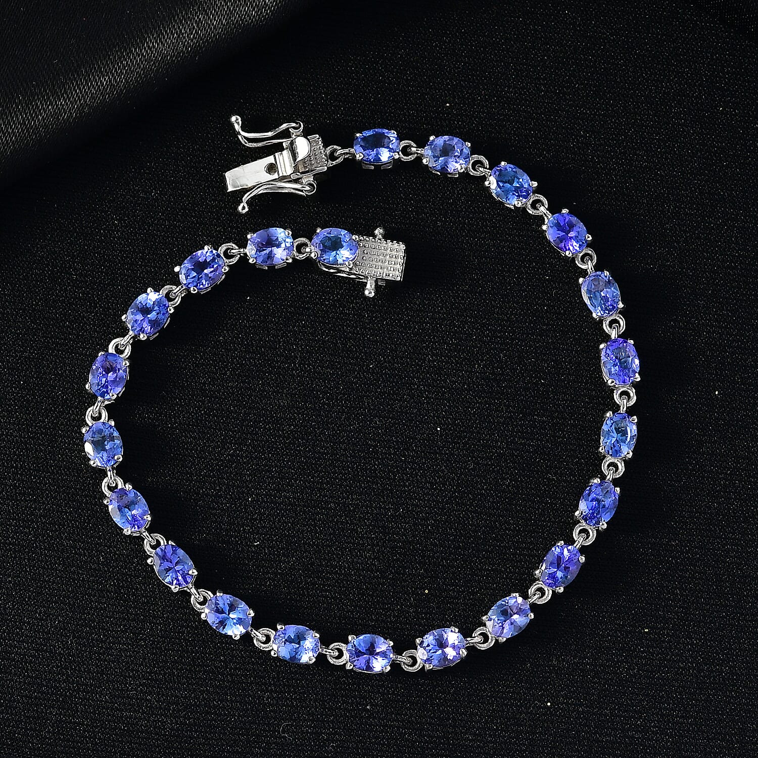 D'Joy AAA Tanzanite 8.35 ctw Twilight Line Bracelet in Rhodium Over Sterling Silver (7.25 In)