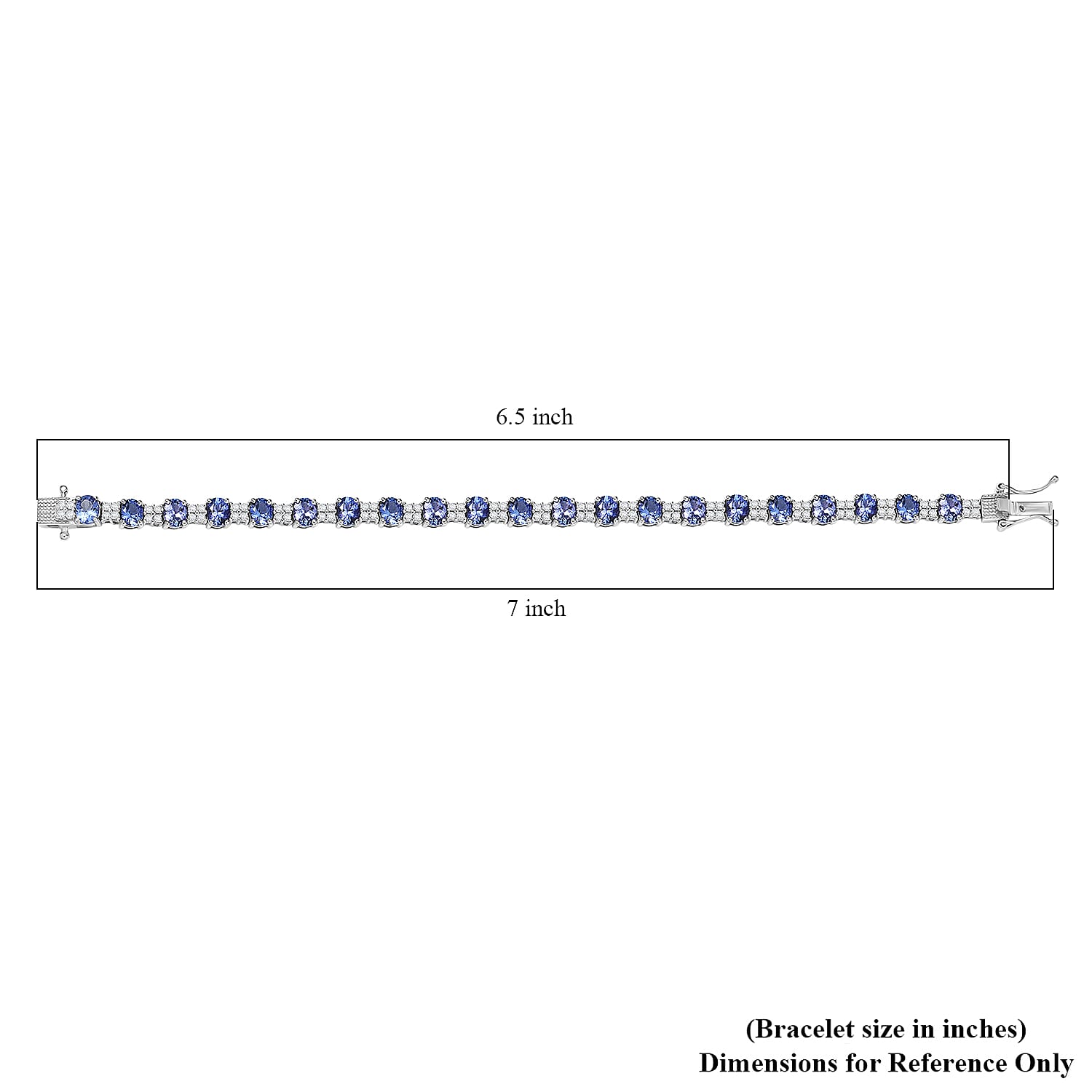 D'Joy AAA Tanzanite 8.35 ctw Twilight Line Bracelet in Rhodium Over Sterling Silver (7.25 In)