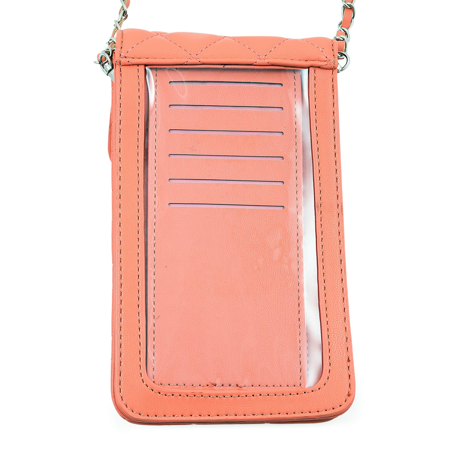 Closeout Badgley Mischka Coral Vegan Leather Quilted Pearl Cell Phone Crossbody Bag