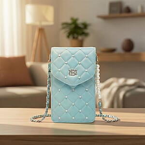 Closeout Badgley Mischka Green Vegan Leather Quilted Pearl Cell Phone Crossbody Bag