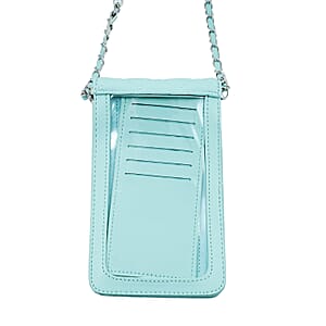 Closeout Badgley Mischka Mint Blue Vegan Leather Quilted Pearl Cell Phone Crossbody Bag