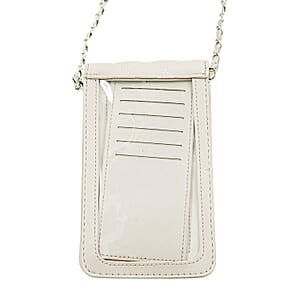 Closeout Badgley Mischka Ivory Vegan Leather Quilted Pearl Cell Phone Crossbody Bag