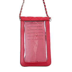 Closeout Badgley Mischka Red Vegan Leather Quilted Pearl Cell Phone Crossbody Bag (8x4.5x1.5)