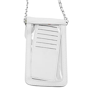Closeout Badgley Mischka White Vegan Leather Quilted Pearl Cell Phone Crossbody Bag