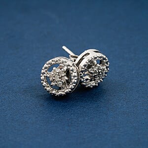 White Diamond 0.10 ctw Earrings in Rhodium Over Sterling Silver