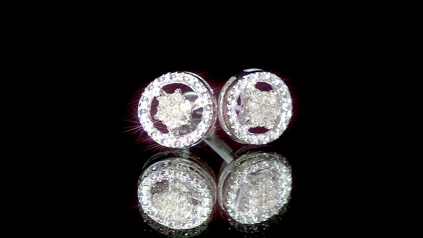 White Diamond 0.10 ctw Earrings in Rhodium Over Sterling Silver