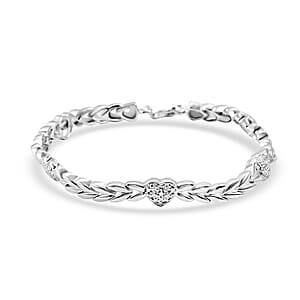 White Diamond 0.25 ctw Bracelet in Rhodium Over Sterling Silver (7.50 In)