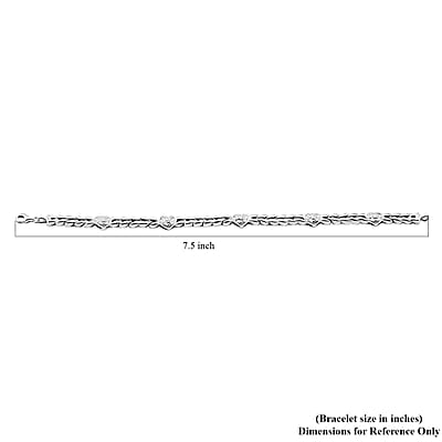 White Diamond 0.25 ctw Heart Station Bracelet in Rhodium Over Sterling Silver (7.50 In)