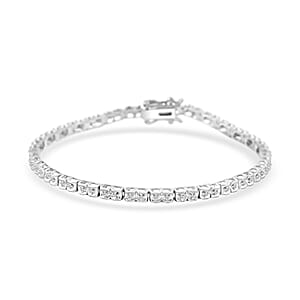 White Diamond 0.25 ctw Bracelet in Rhodium Over Sterling Silver (7.50 In)