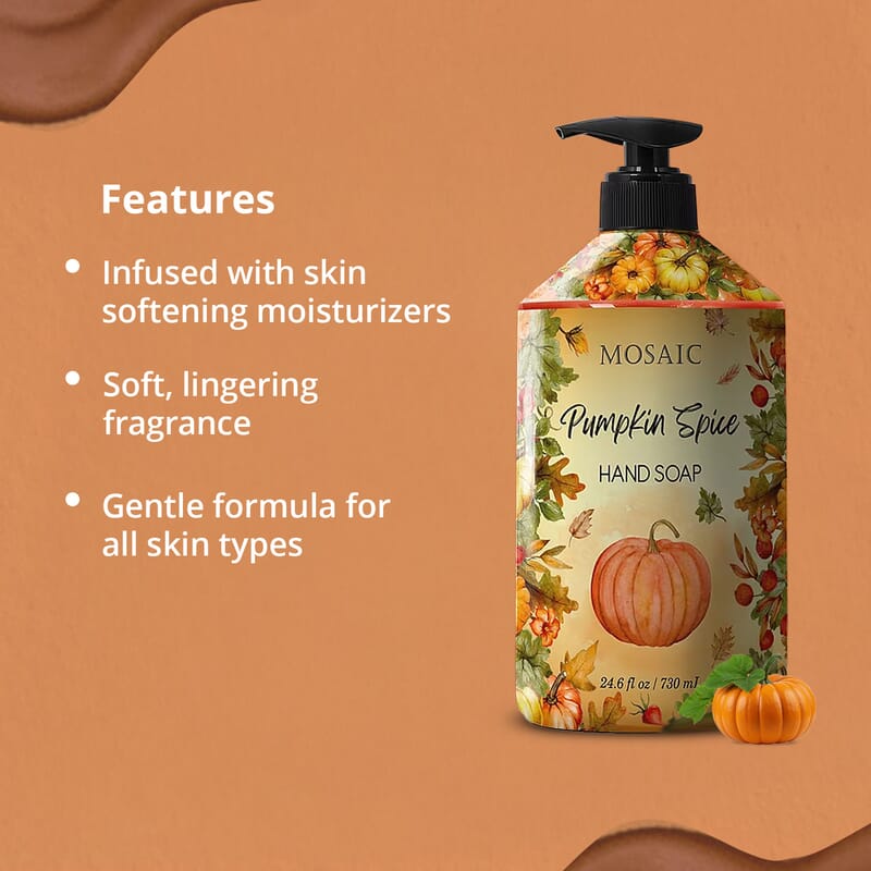 Mosaic Liquid Hand Soap Autumn Collection- Pumpkin Spice (2x24.6oz)