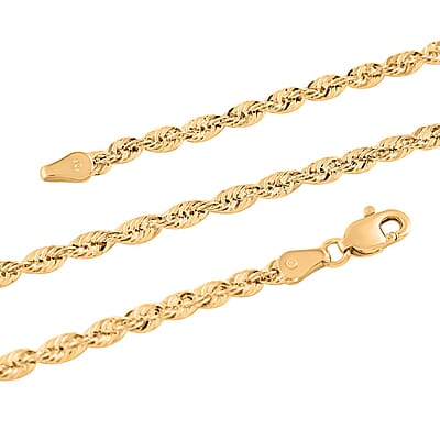 10K Yellow Gold 3.2mm Rope Sparkle Chain Necklace 24 Inches 5.80 Grams