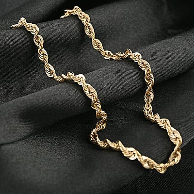 10K Yellow Gold 3.2mm Rope Sparkle Chain Necklace 26 Inches 6.5 Grams