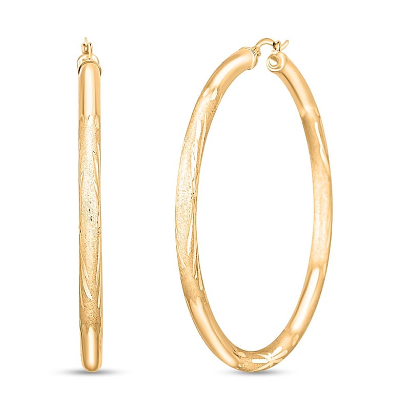 10K Yellow Gold Textured Hoop Earrings (6.27 Grams)