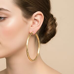 10K Yellow Gold Textured Hoop Earrings (6.27 Grams)