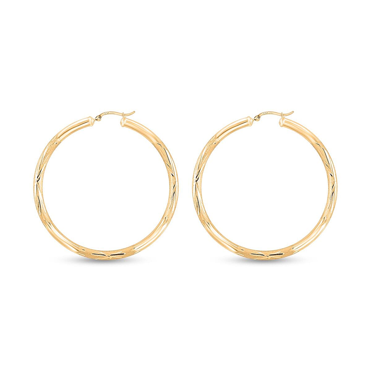 Doorbuster Textured Hoop Earrings in 10K Yellow Gold 6.27 Grams image number 3