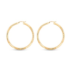 10K Yellow Gold Textured Hoop Earrings (6.27 Grams)