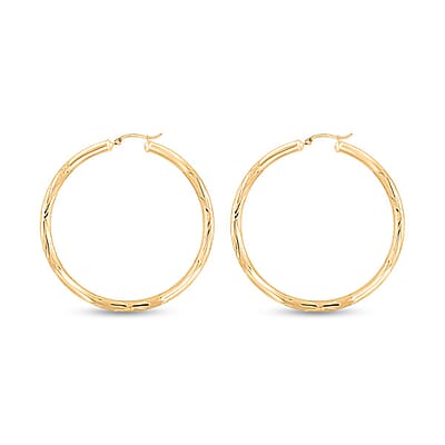 10K Yellow Gold Textured Hoop Earrings (6.27 Grams)