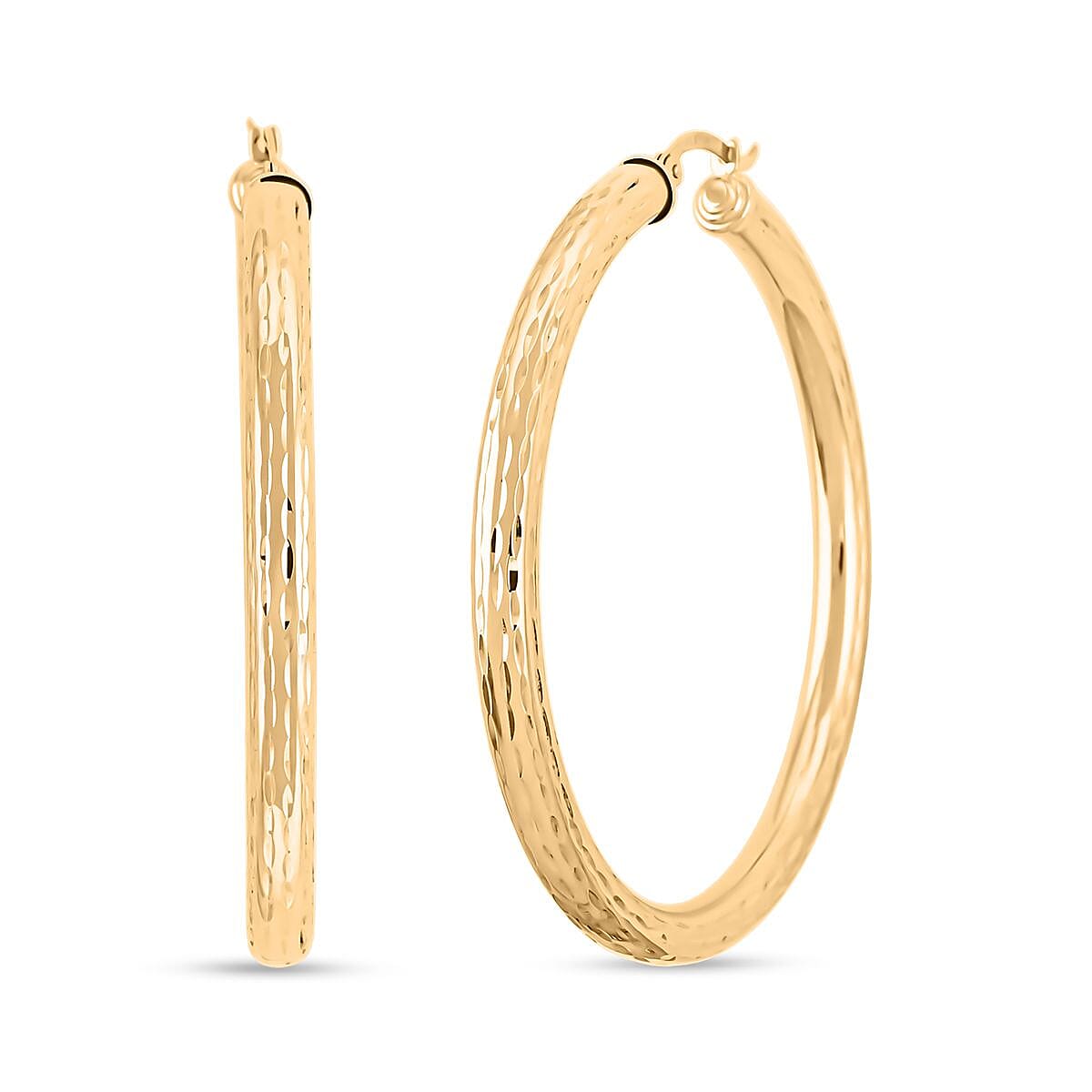 Doorbuster Textured Hoop Earrings in 10K Yellow Gold 4.63 Grams image number 0