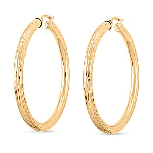 Doorbuster Textured Hoop Earrings in 10K Yellow Gold 4.63 Grams